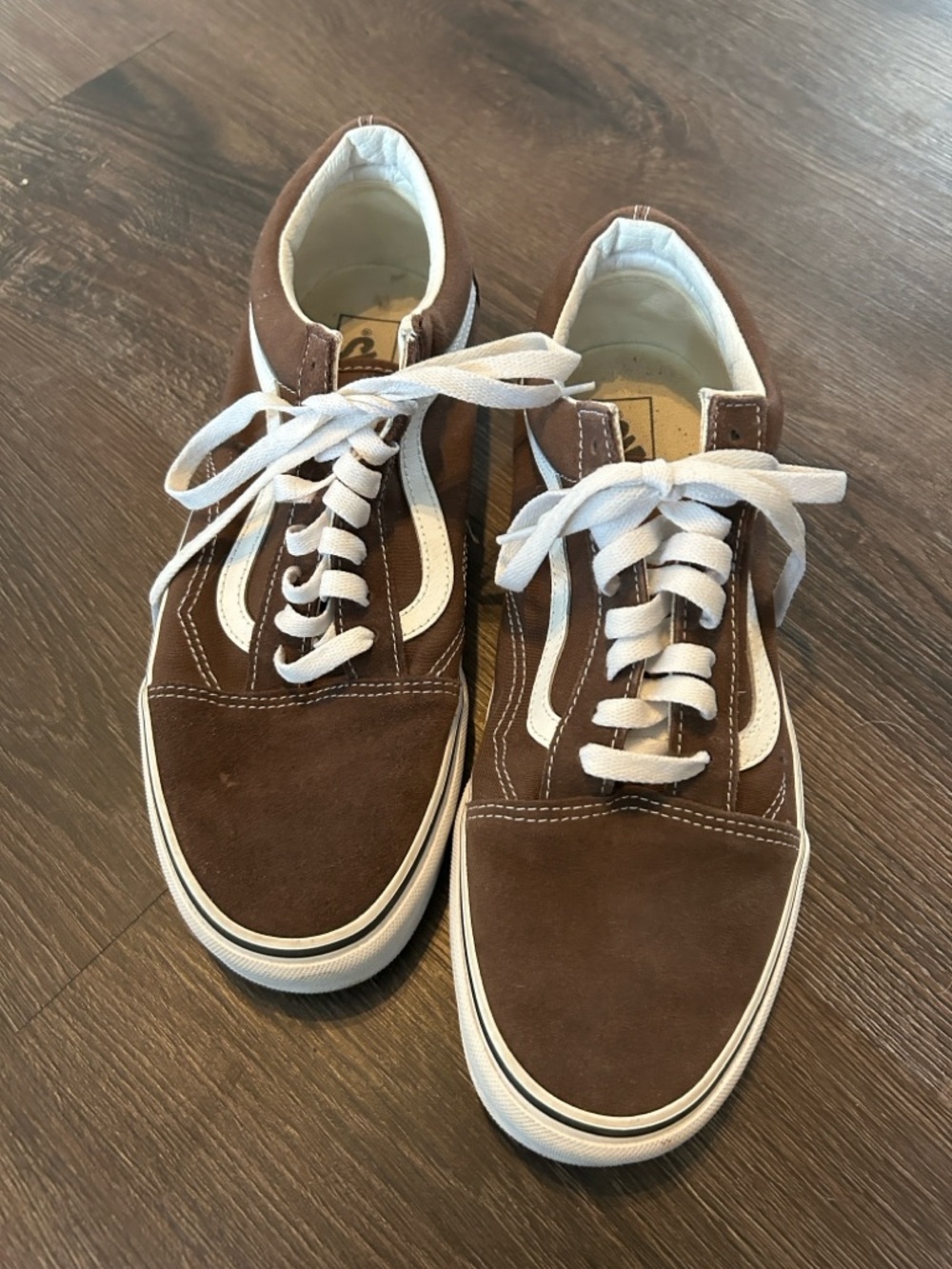 Men’s size 11 Brown Low-Top Suede Vans with White Stripe